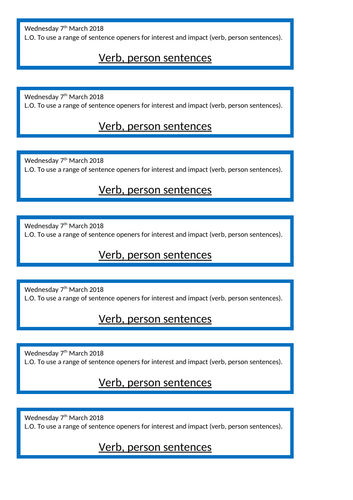 Sentence openers observation lesson (Verb, person sentences)