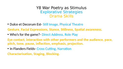 War Poetry as Stimulus SOW Drama Y8