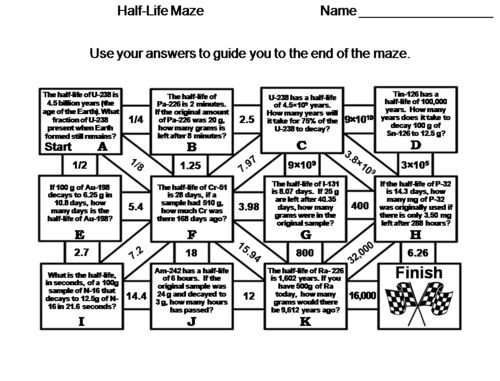 Half-Life Maze: Physics Activity/ Chemistry