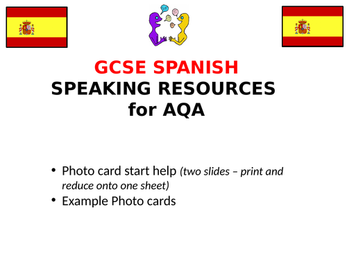 Spanish GCSE  Speaking  resources for AQA