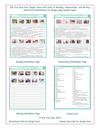 Used To Read-Converse-Write Interactive Worksheets for Google Apps