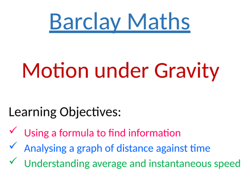 Motion under Gravity