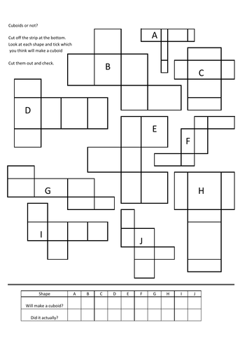 Nets Of Cube And Cuboid Worksheet - Worksheet Identifying Nets For A