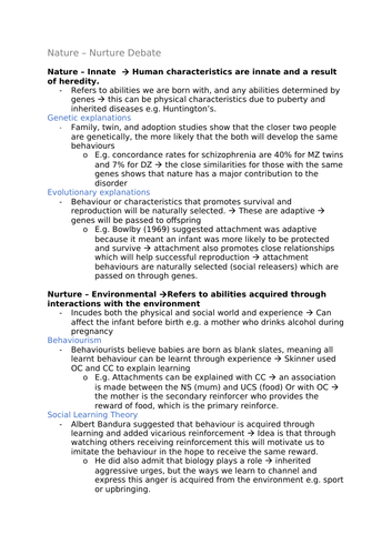 Psychology A-Level AQA 7181/7182 (New) - Issues, Debates, and Approaches Notes