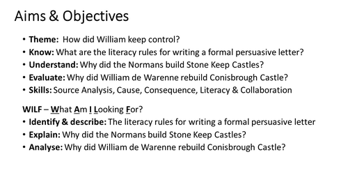 Literacy - Why did the Normans build Square Keep Castles? (Persuasive Formal Letter Writing)