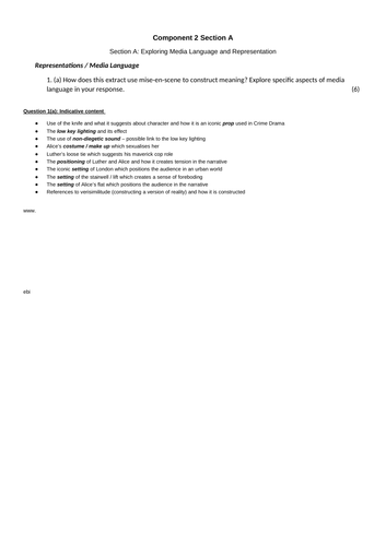 EDUQAS GCSE Media Studies Component 2 Mock Exam