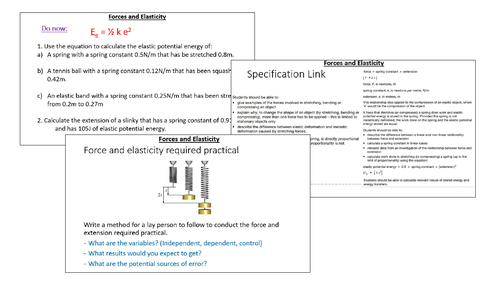 AQA Physics paper 2 revision - Force and extension with  required practical