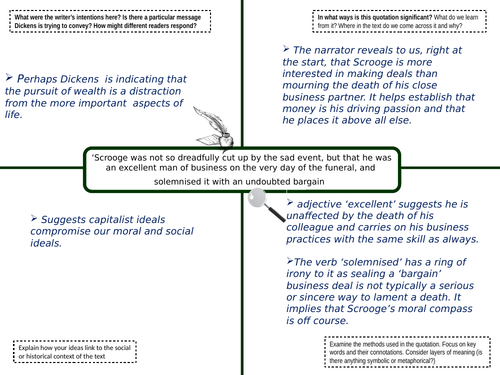 'A Christmas Carol' Quotation Analysis for Homework or Revision (Stave 1)