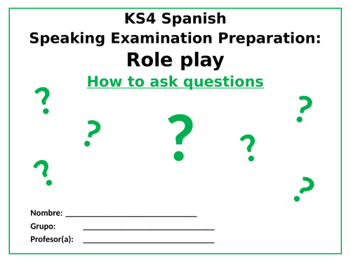 Spanish -Role play how to ask questions