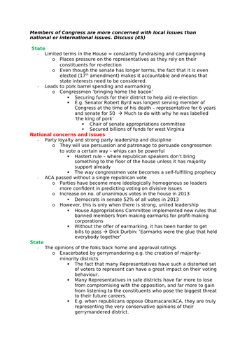 Edexcel Government and Politics - US Congress Long Answer Essay Plans ...