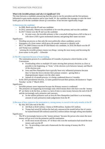 Edexcel Government and Politics - US Elections and Voting Short Answer Essay Plans