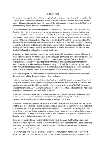 A'Level Religious Studies - ST. LUKE'S GOSPEL