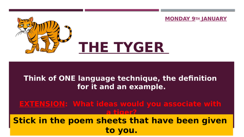 KS3 poetry lesson - 'The Tyger' by William Blake