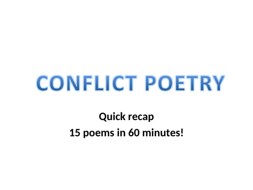 GCSE Conflict Poetry In 60 mins