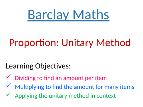 Proportion Unitary Method