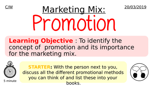GCSE Business Studies Marketing Mix PROMOTION presentation