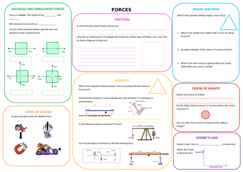 Forces Revision Mat Teaching Resources 5367