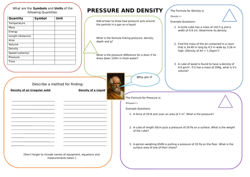 Pressure and Density Revision Mat