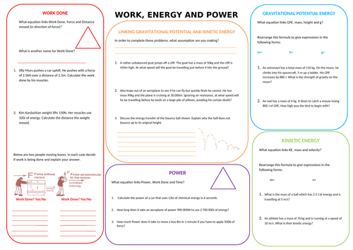 Work, Energy and Power Revision Mat
