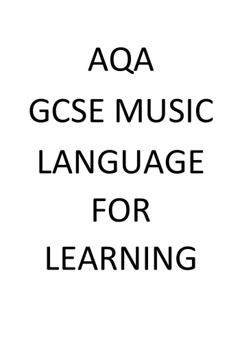 GCSE Music Language for Learning - complete glossary