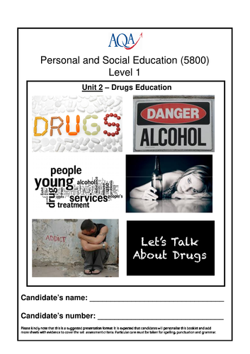 PSHE AQA 5800 Drugs Education Unit Booklets