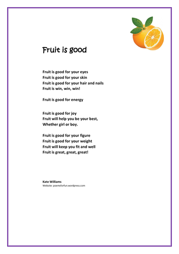 Fruit is good for you - Rhyme