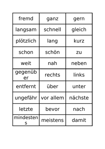 High Frequency 'little' words in German