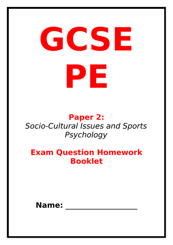 GCSE PE Paper 2 Exam questions revision booklet
