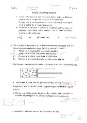 AQA GCSE Physics Gas Pressure / Boyle's Law