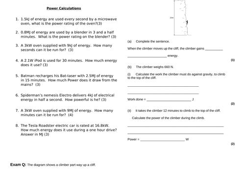 AQA GCSE Physics Power