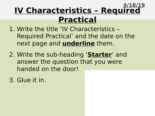 AQA GCSE Physics IV Characteristics Required Practical
