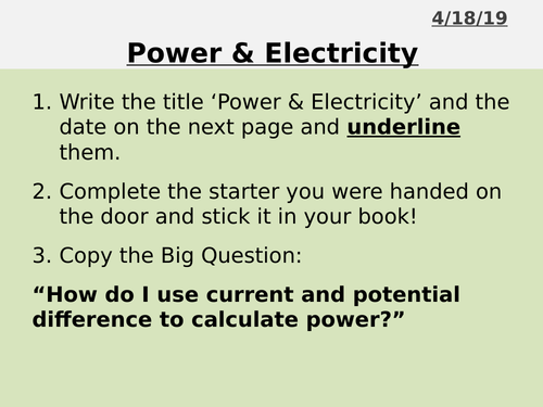 AQA GCSE Physics Power and Electricity