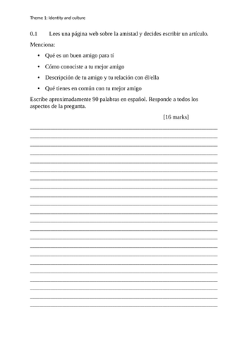 GCSE Spanish writing booklets