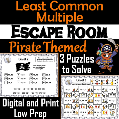Least Common Multiple Activity: Pirate Themed Escape Room Math