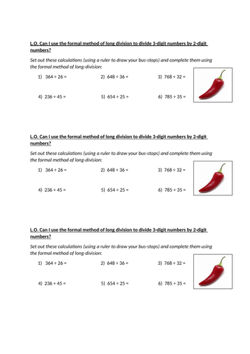 Year 6: Long Division Differentiated Worksheets - Dividing 3-Digit Nos And 4-Digit Nos By 2-Digit No | Teaching Resources