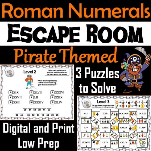 Roman Numerals Activity: Pirate Themed Escape Room