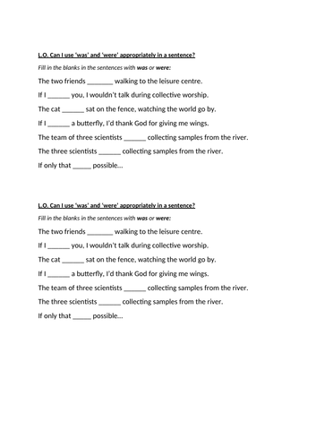 Year 5/6 Tense and Word Class Worksheet.
