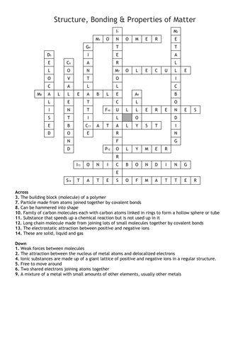 Structure & Bonding Starter - Crossword