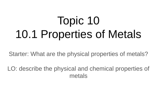 Metals and their Extraction Lesson Sequence