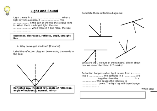 KS3 Revision Pack - Light and Sound, Space, Acids and Alkalis, Fossil Fuels