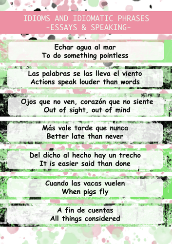 spanish idioms for essays