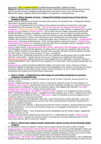 AQA A Level Pre 1900 Love through the ages- Loss of love and forbidden love essay plan