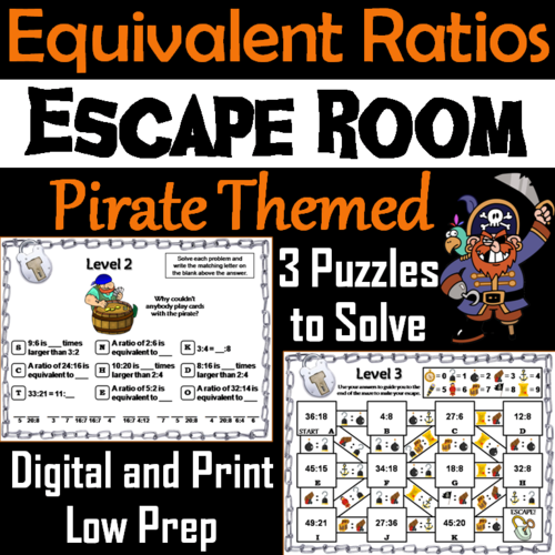 Equivalent Ratios Activity: Pirate Themed Escape Room Math