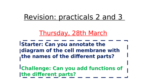 Revision of practical 2 & 3- AQA Biology A level