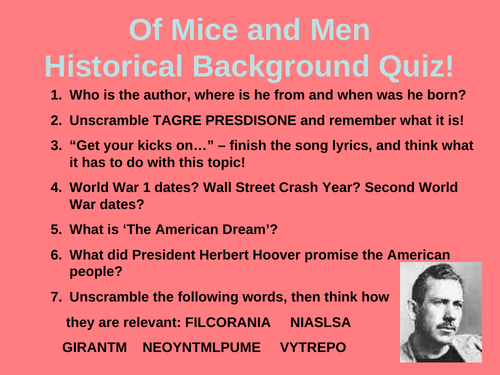 Of Mice and Men - Historical Background Quiz Powerpoint