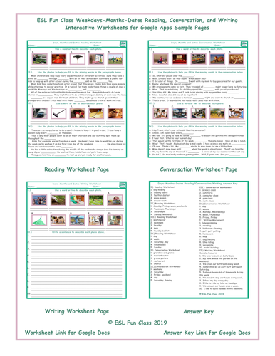 Weekdays-Months-Dates Read-Converse-Write Interactive Worksheets for ...