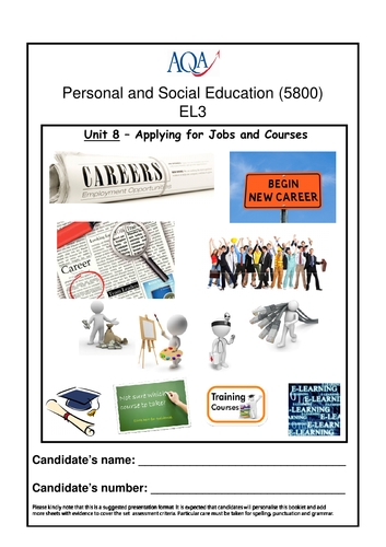 PSHE AQA 5800 Applying for Jobs and Courses Unit Booklets