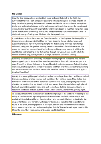 Short Story with Clear Mood Change (No Escape) Year 6