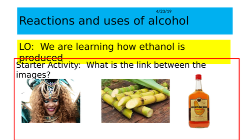 Reactions and uses of alcohol