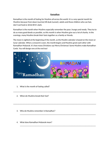 RE Primary Eid and Ramadhan Islam lessons